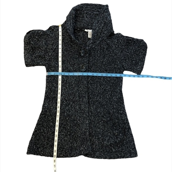 AMERICAN RAG CIE Cardigan Size Medium Black White Short Sleeve Wool Mohair - Picture 3 of 10